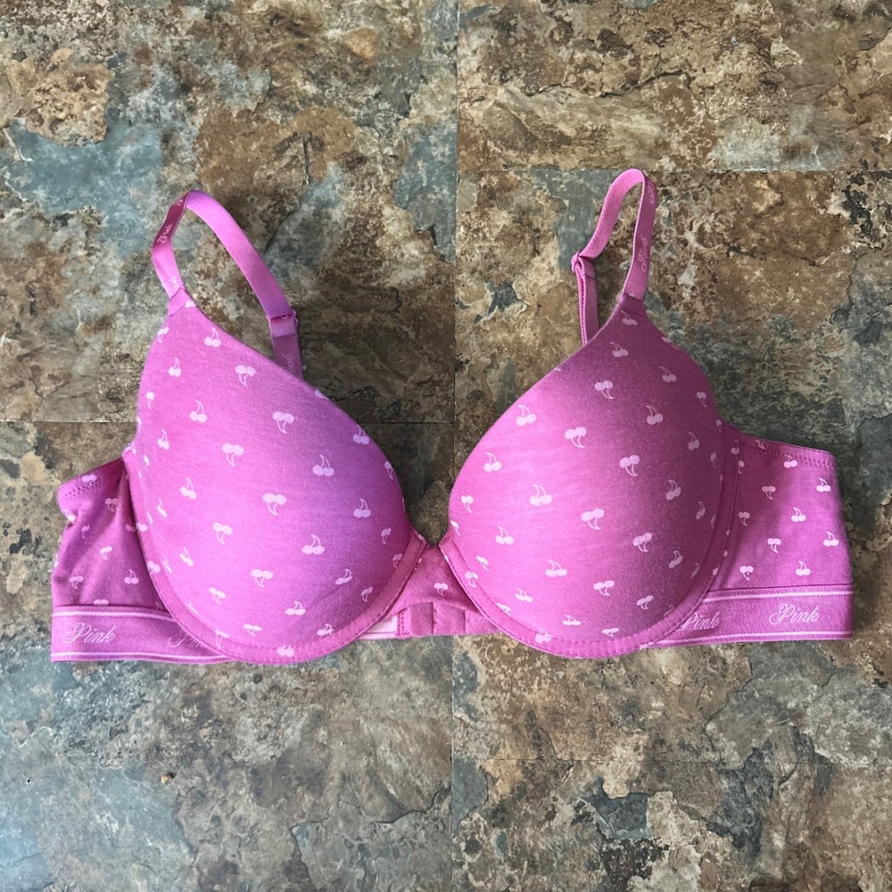 PINK Victoria's Secret Wear Everywhere Push Up Bra Womens Size 38B Pink Cherry